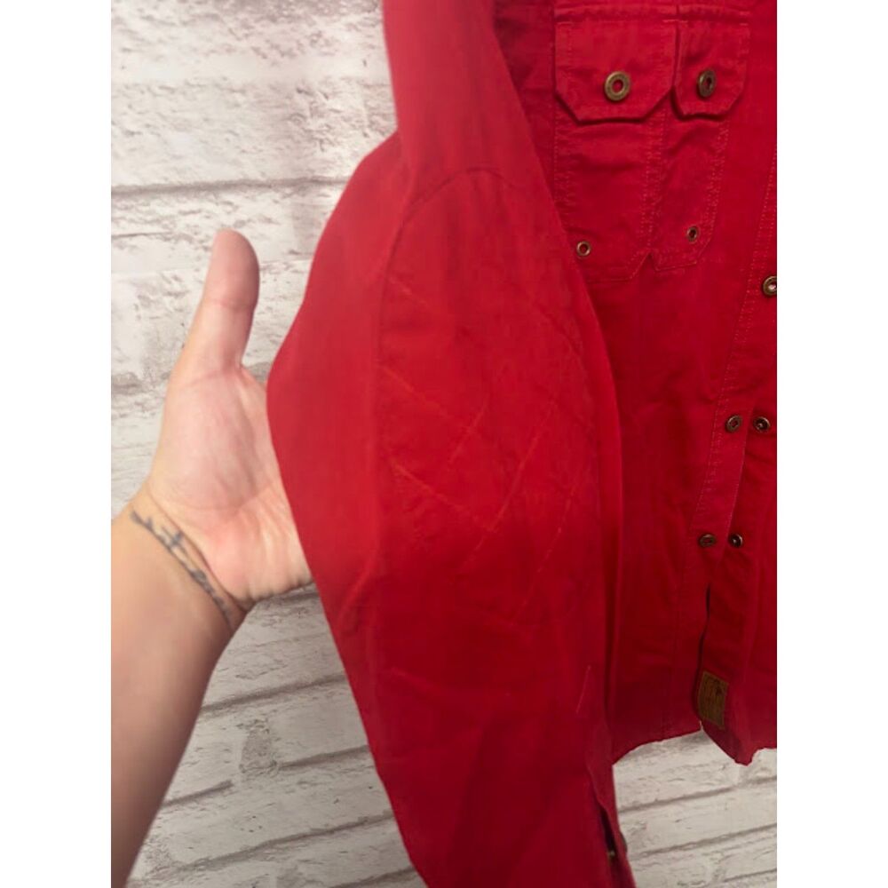 Ralph Lauren Dry Goods Shirt Size Large Red Camp Fishing Top Utility Elbow Patch - Picture 4 of 6